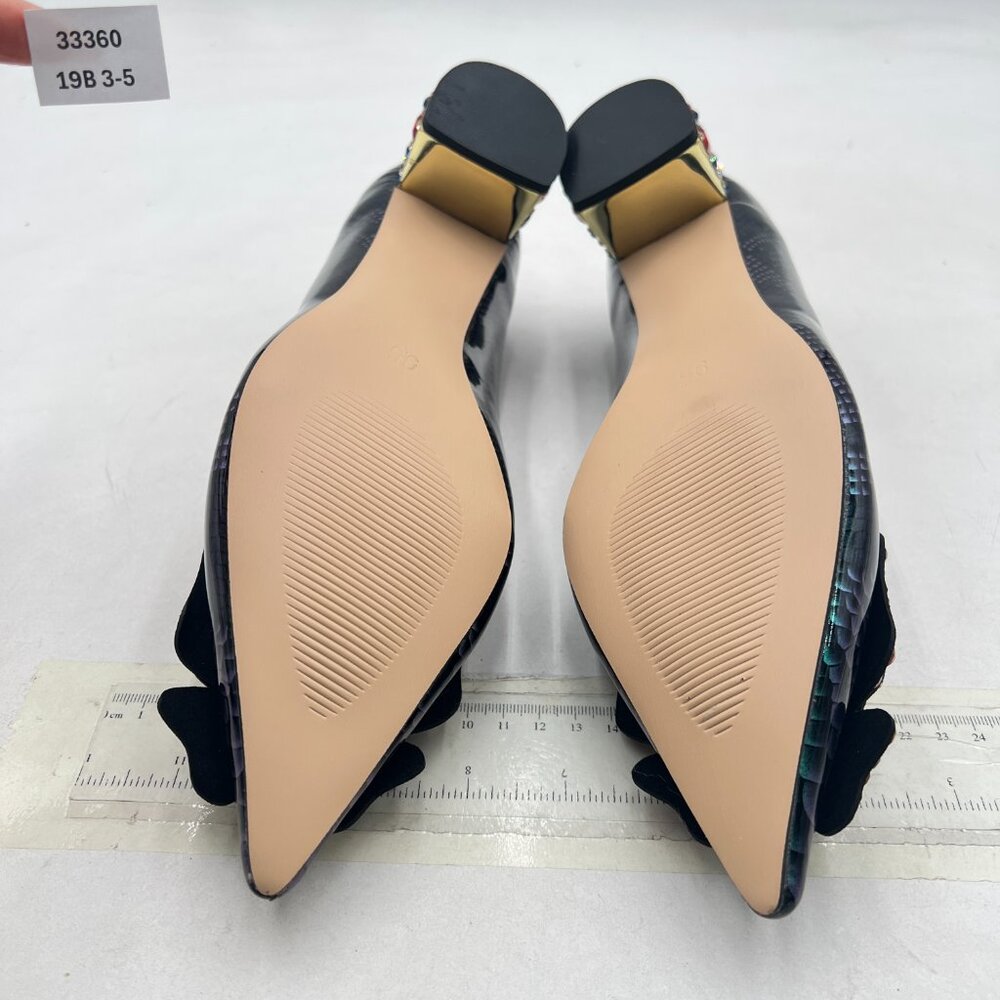 Ydn Snake Print Pointed Toe Bow Pumps Rhinestone … - image 7